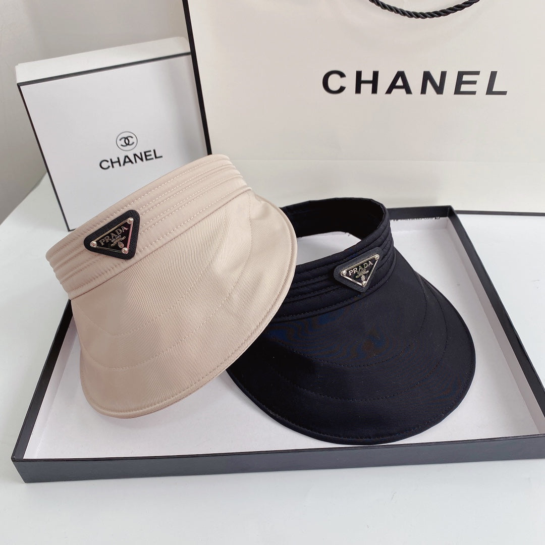 Luxury Prada Sun Visor Triangle Logo Open Top