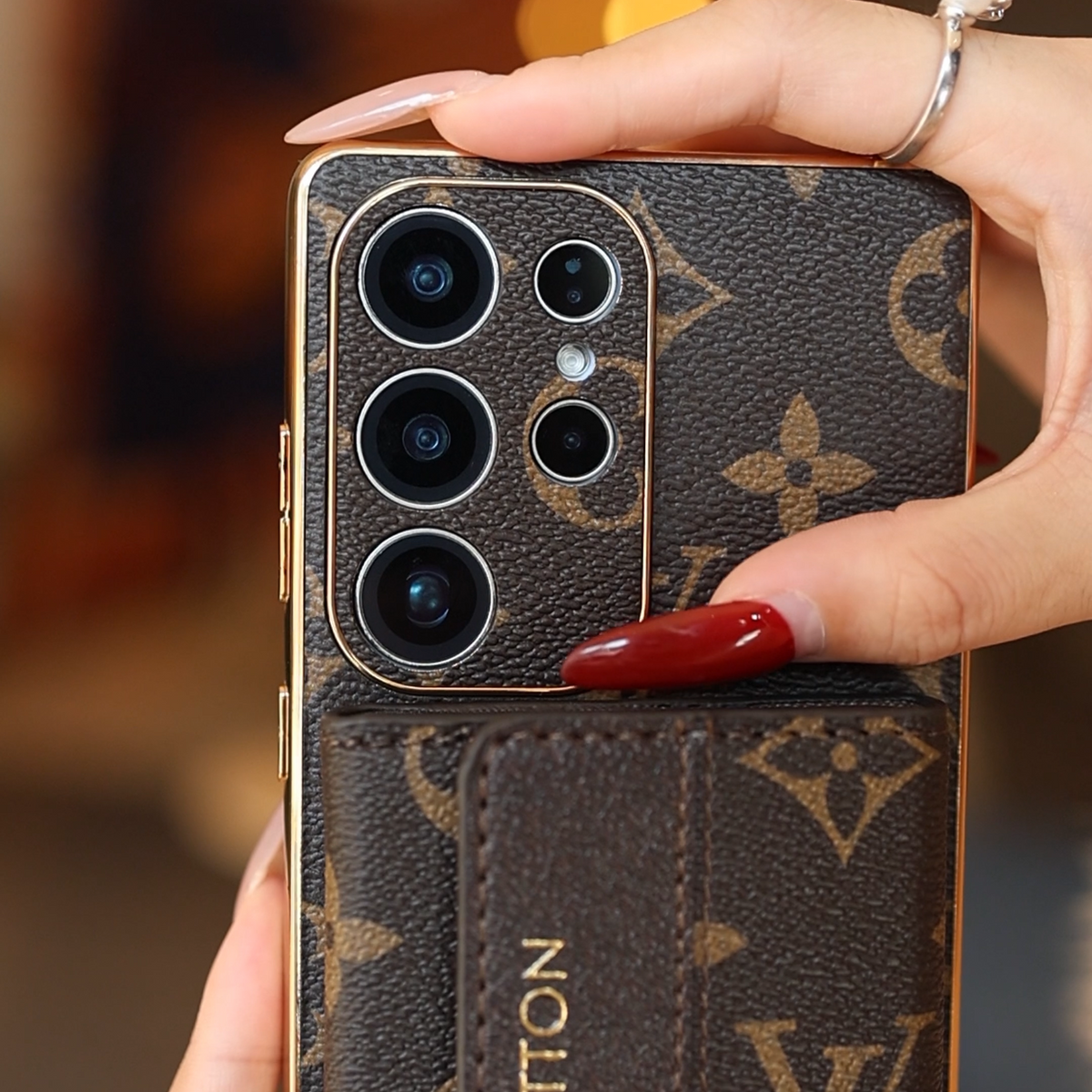 Louis Vuitton Monogram Samsung Galaxy S26 Ultra Leather Wallet Case | Card Holder Wrist Strap Cover