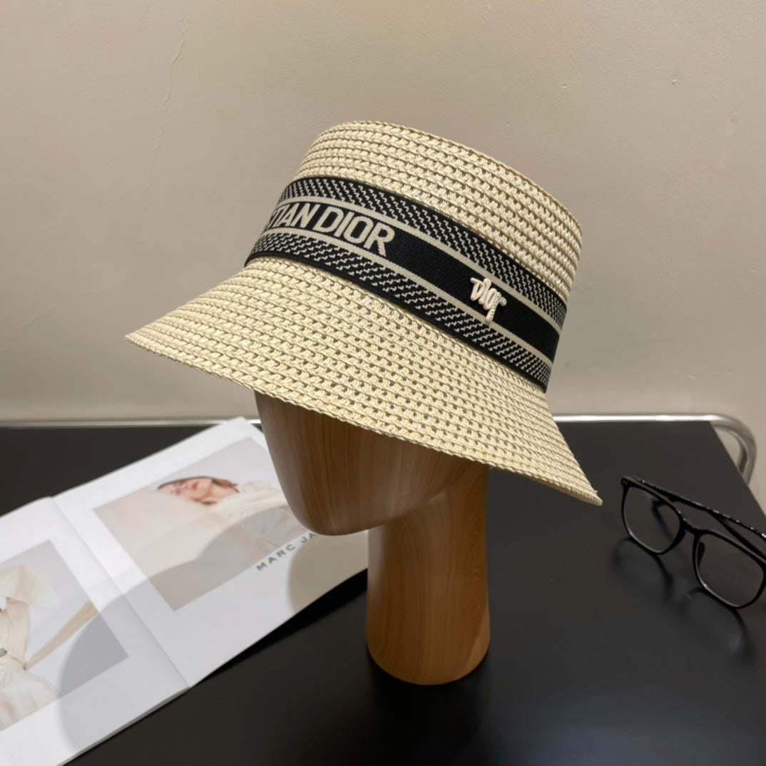 Luxury Christian Dior Straw Sun Hat for Women