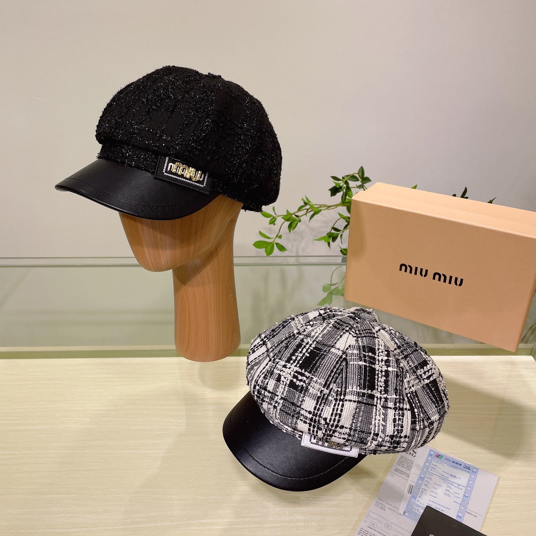 Miu Miu Tweed Newsboy Cap | Luxury Women's Designer Hat
