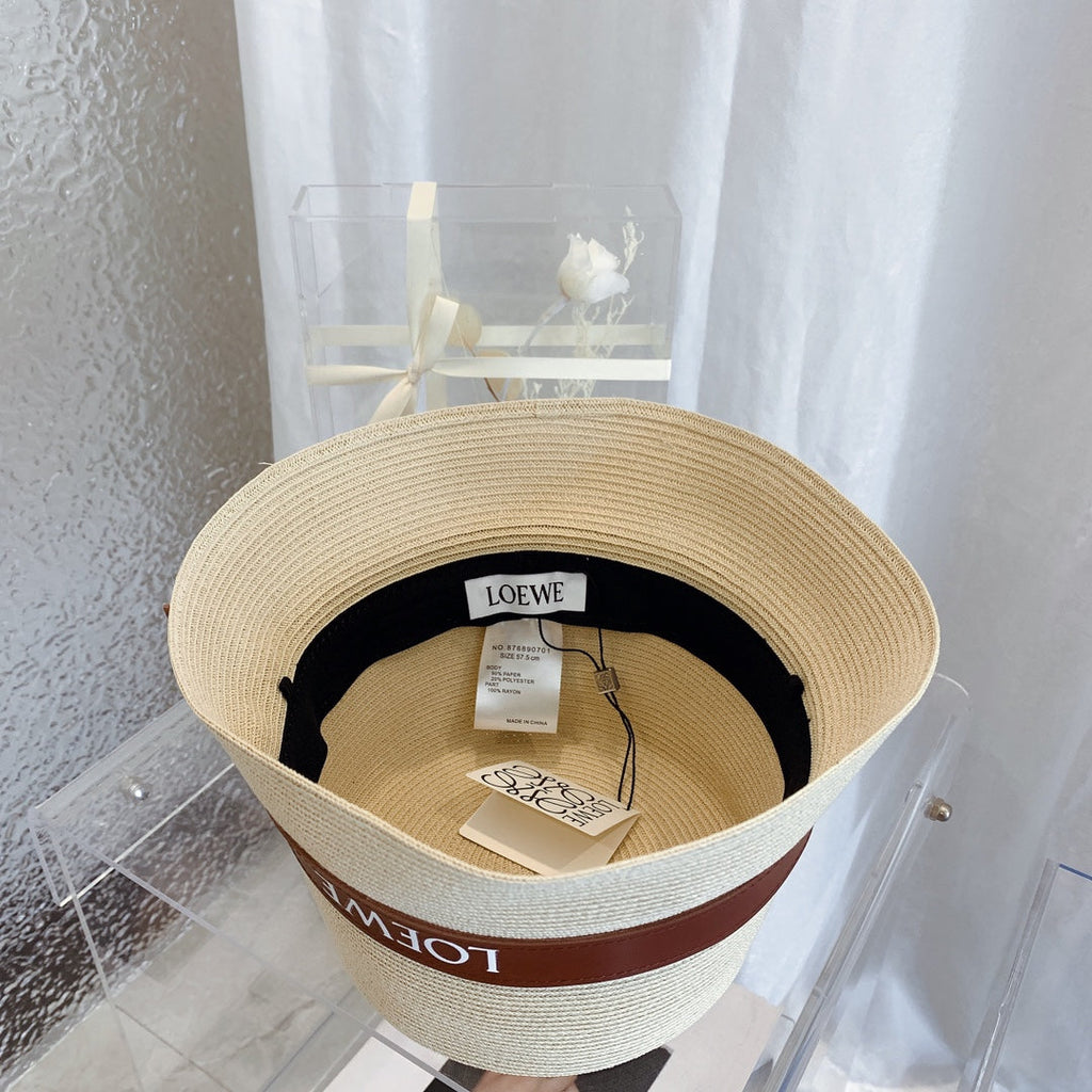 LOEWE Flat Top Raffia Bucket Hat | Luxury Designer Straw Summer Hat