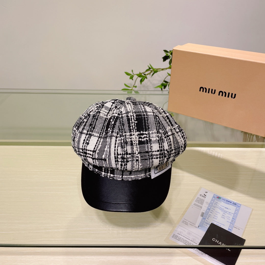 Miu Miu Tweed Newsboy Cap | Luxury Women's Designer Hat