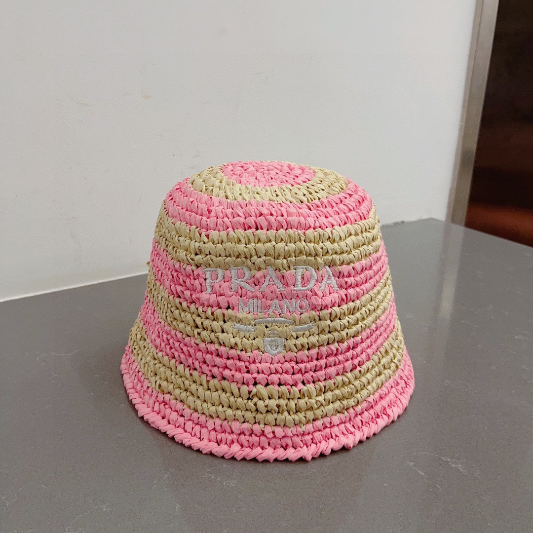 Luxury Prada Raffia Straw Sun Hat for Women