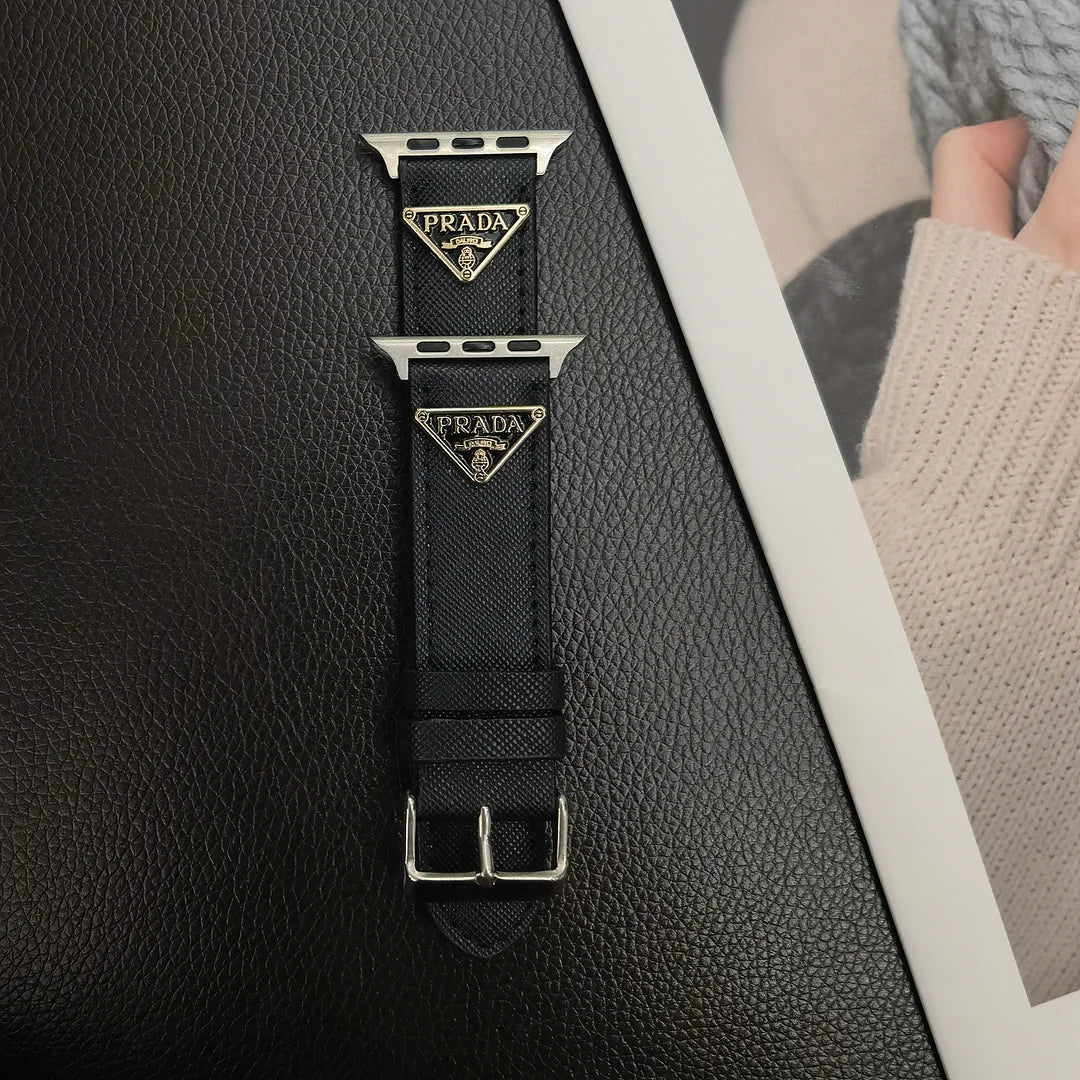 Luxury Prada Apple Watch Band – Triangle Leather Strap for Prada Apple Watch Ultra
