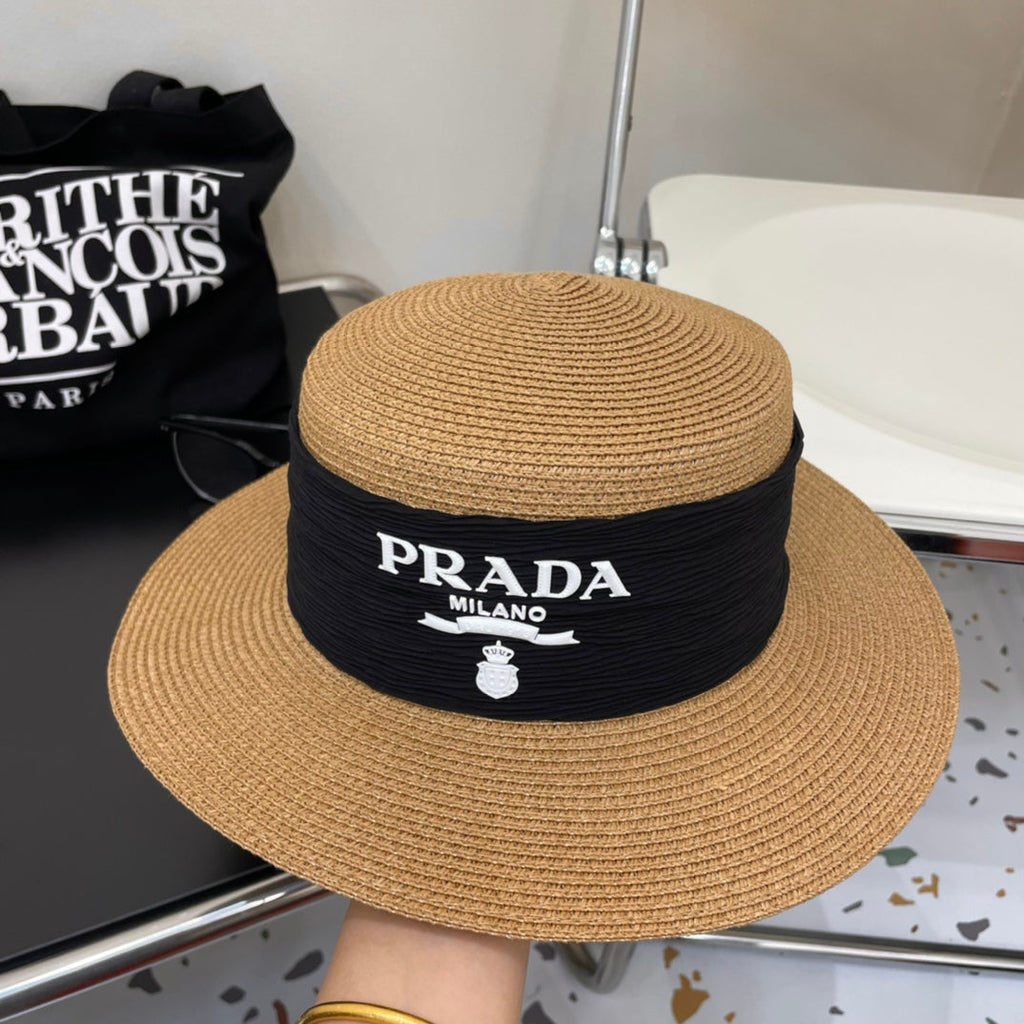 Luxury Prada Raffia Straw Sun Hat for Women