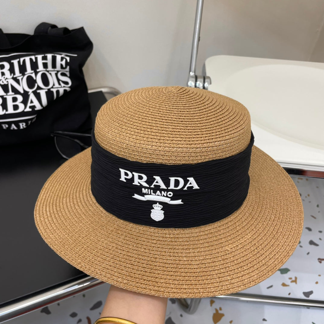 Luxury Prada Raffia Straw Sun Hat for Women