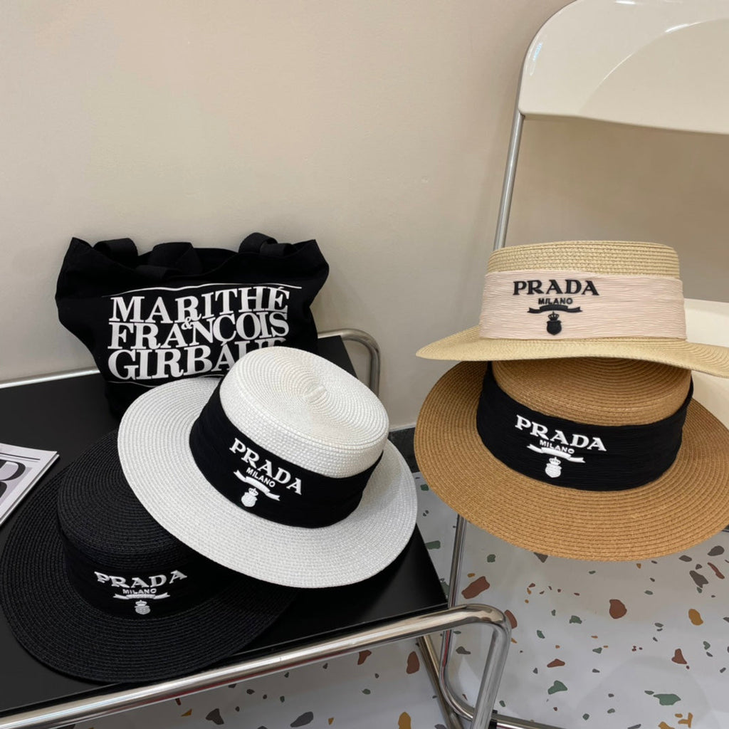 Luxury Prada Raffia Straw Sun Hat for Women