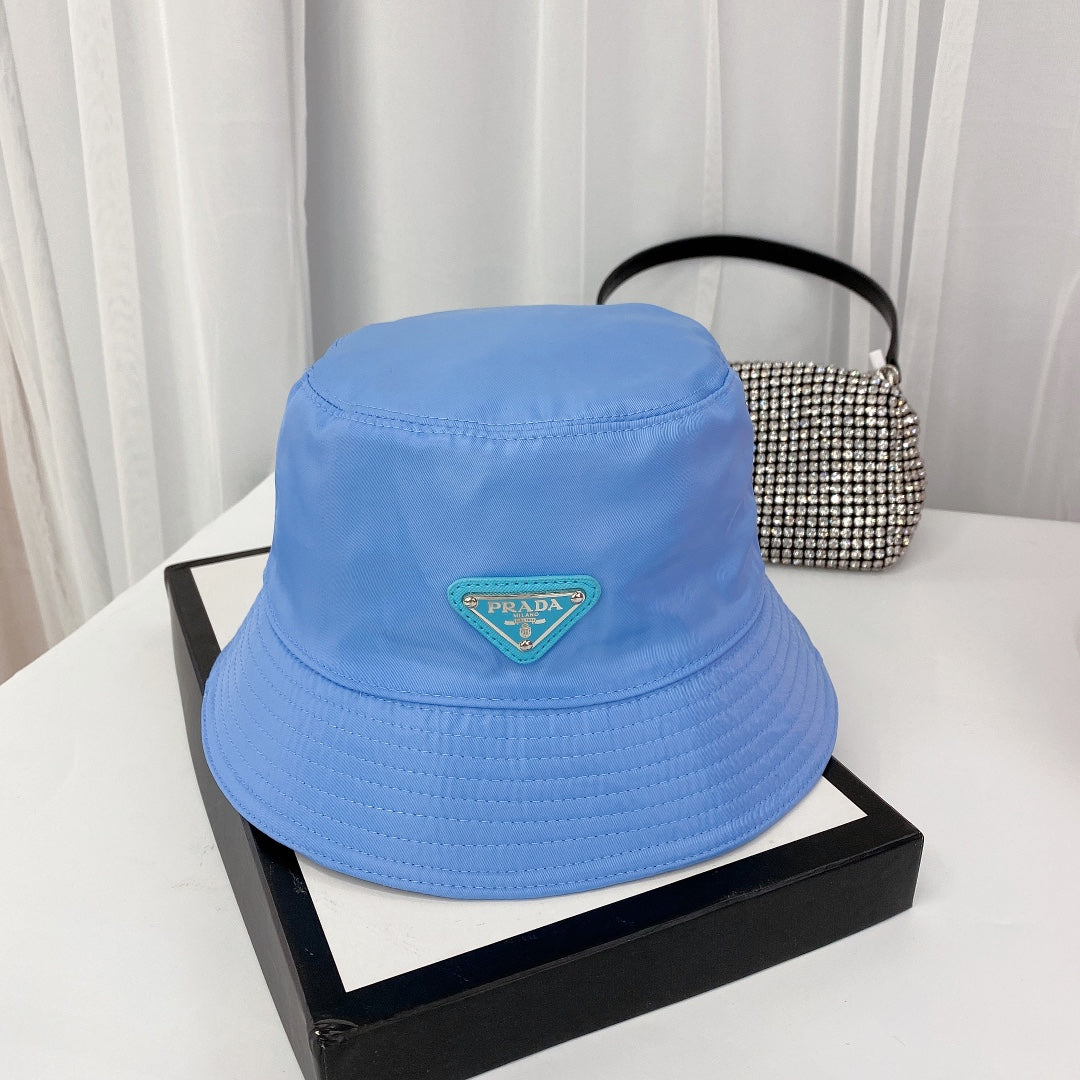 Prada Triangle Logo Bucket Hat | Luxury Designer Cotton Hat