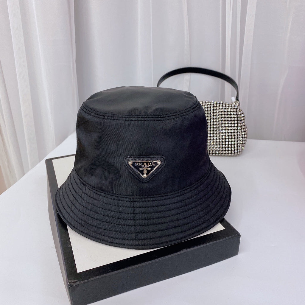 Prada Triangle Logo Bucket Hat | Luxury Designer Cotton Hat