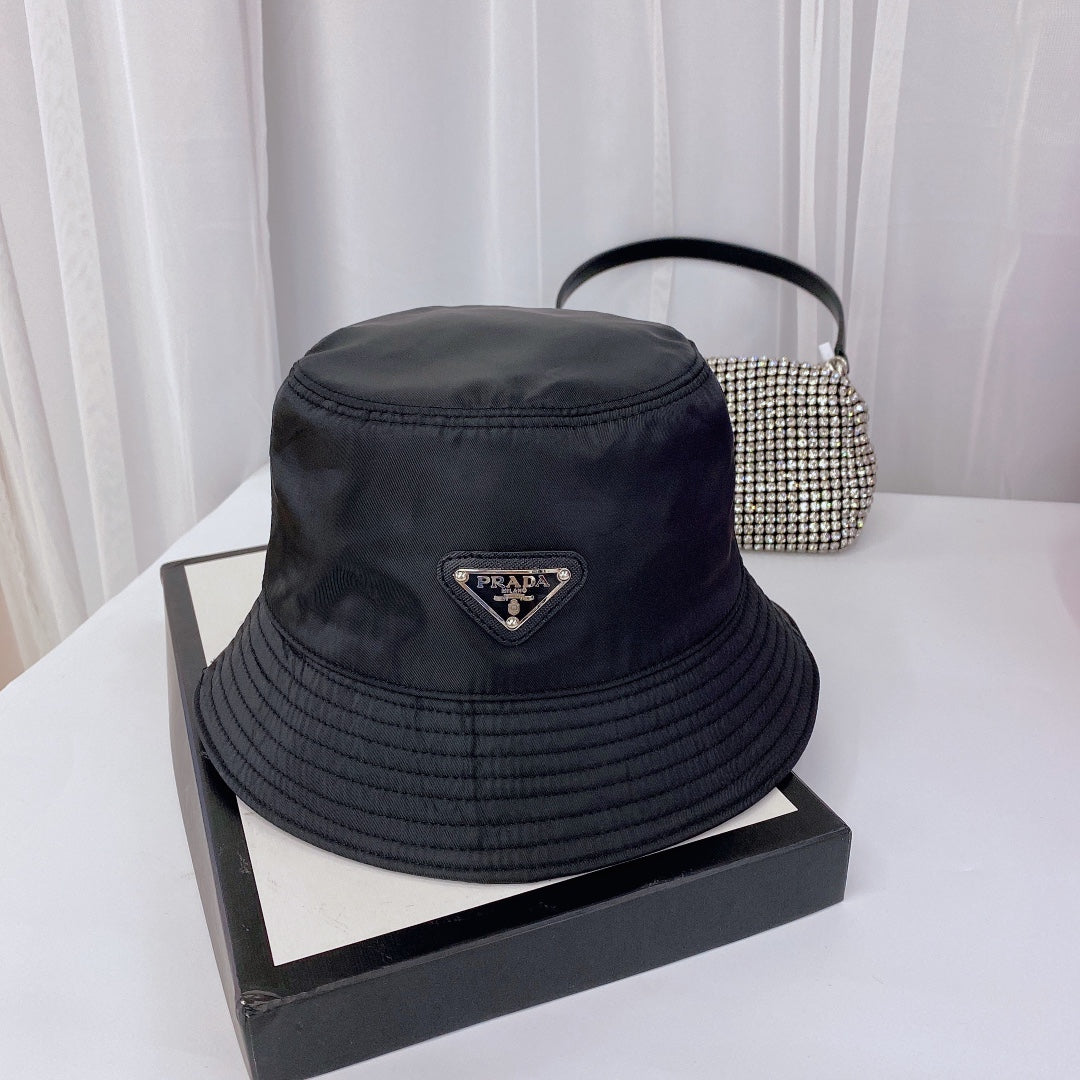 Prada Triangle Logo Bucket Hat | Luxury Designer Cotton Hat