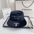 Prada Milano Plush Faux Fur Bucket Hat | Luxury Designer Winter Hat