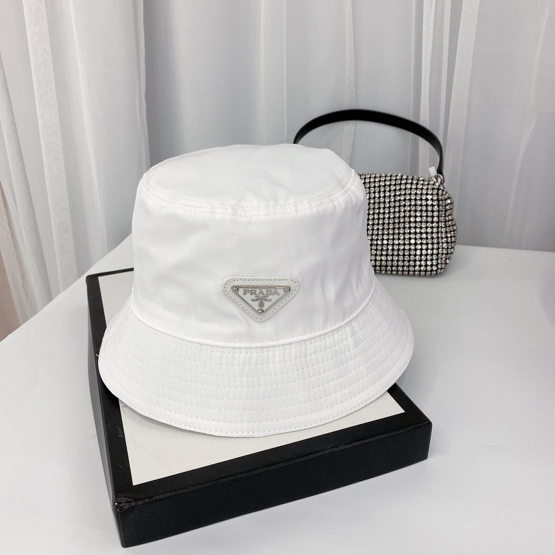 Prada Triangle Logo Bucket Hat | Luxury Designer Cotton Hat