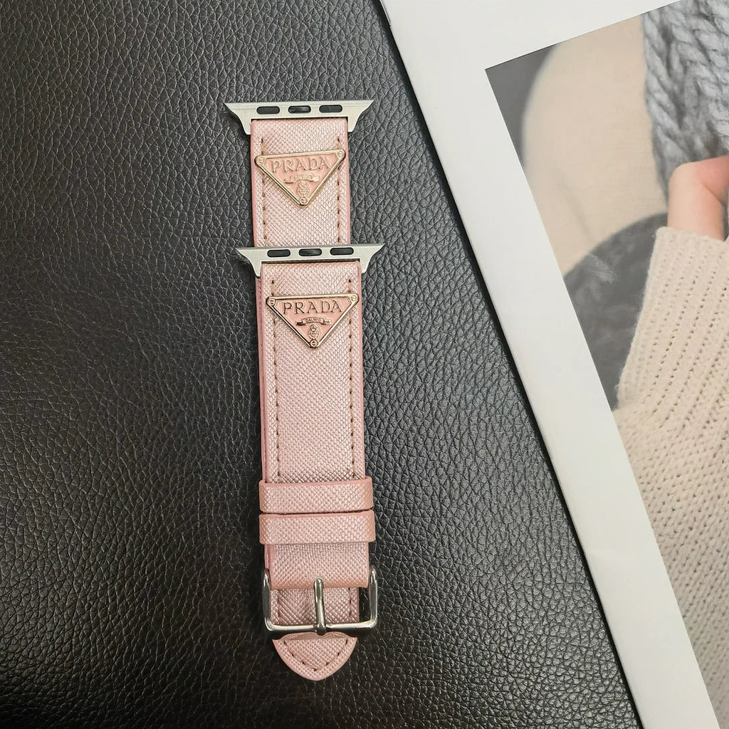 Luxury Prada Apple Watch Band – Triangle Leather Strap for Prada Apple Watch Ultra