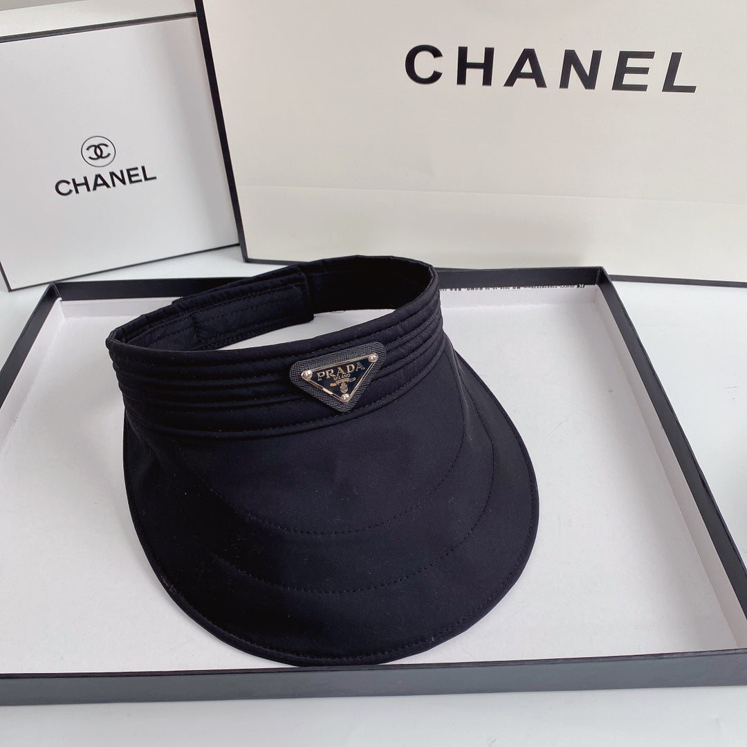 Luxury Prada Sun Visor Triangle Logo Open Top