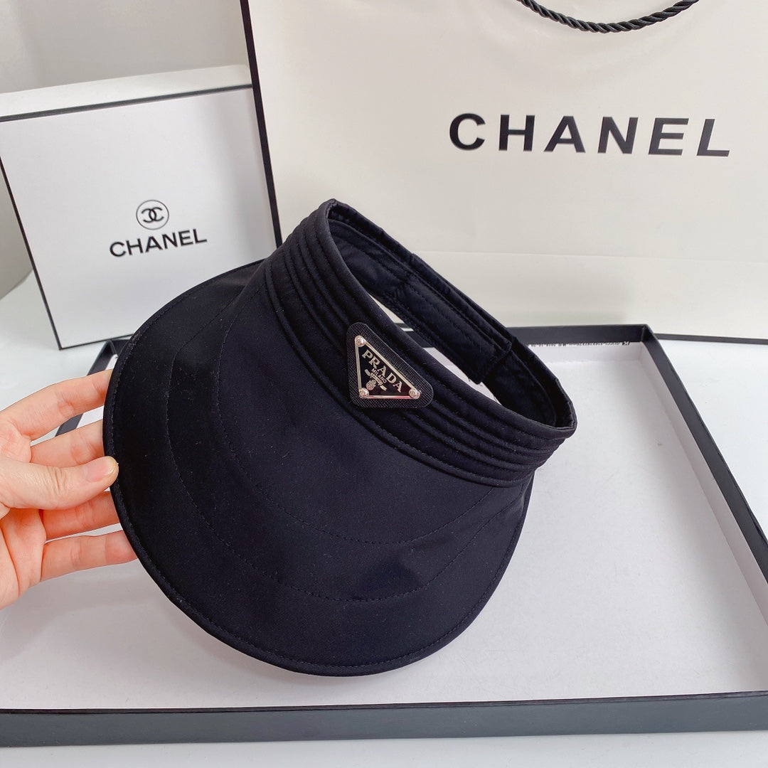 Luxury Prada Sun Visor Triangle Logo Open Top