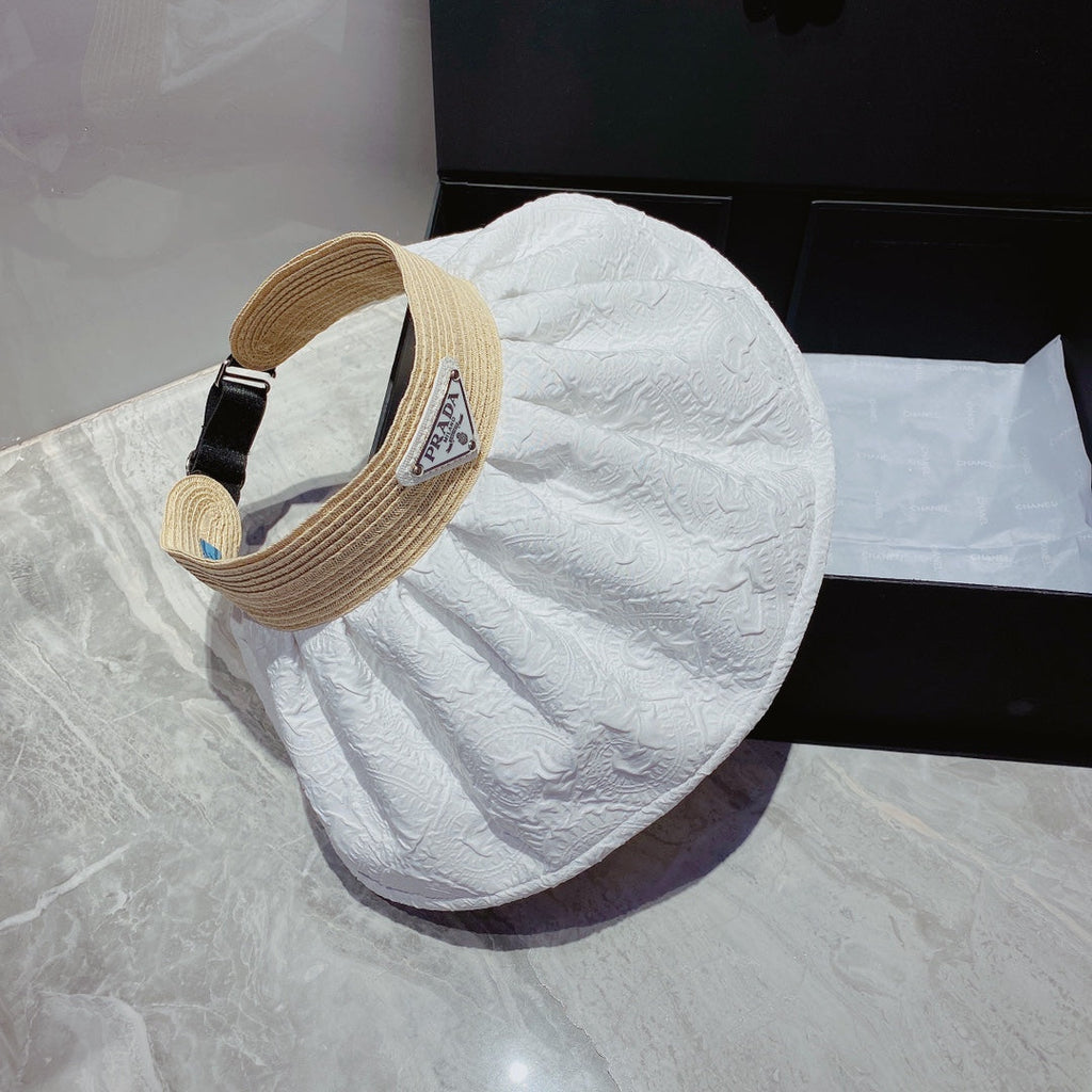 Prada Foldable Crinkled Cotton Sun Visor | Luxury Designer Summer Hat