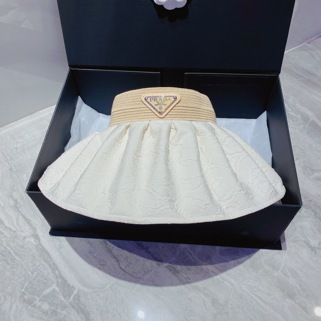 Prada Foldable Crinkled Cotton Sun Visor | Luxury Designer Summer Hat