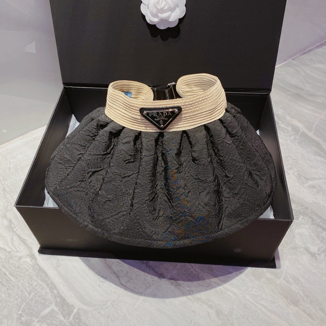 Prada Foldable Crinkled Cotton Sun Visor | Luxury Designer Summer Hat