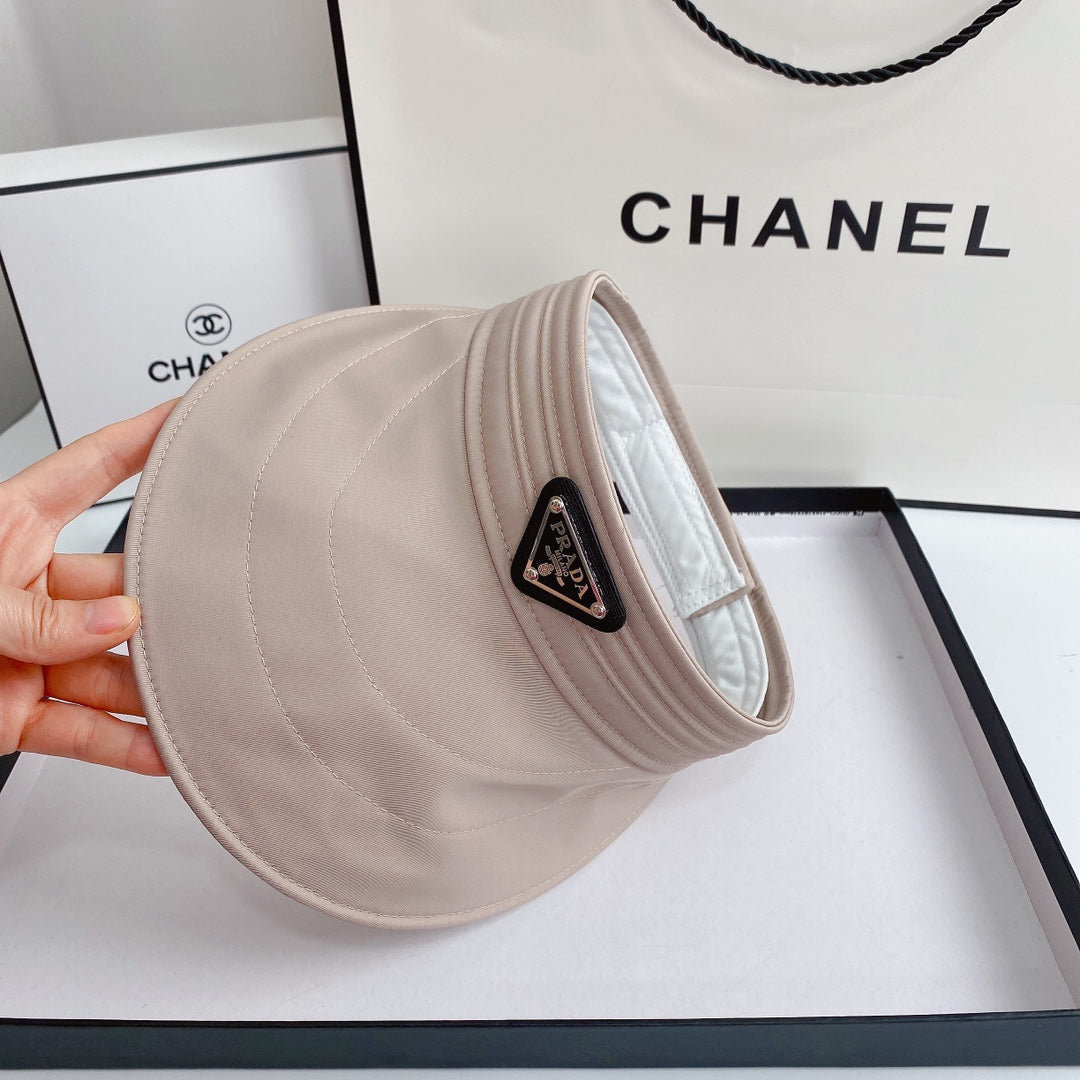 Luxury Prada Sun Visor Triangle Logo Open Top