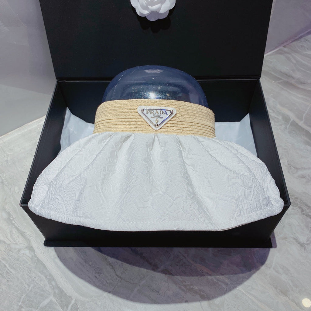 Prada Foldable Crinkled Cotton Sun Visor | Luxury Designer Summer Hat