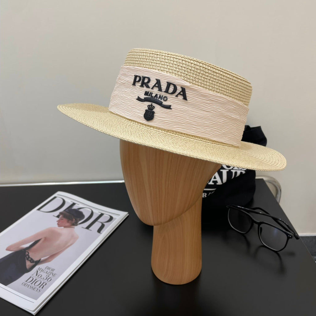 Luxury Prada Raffia Straw Sun Hat for Women