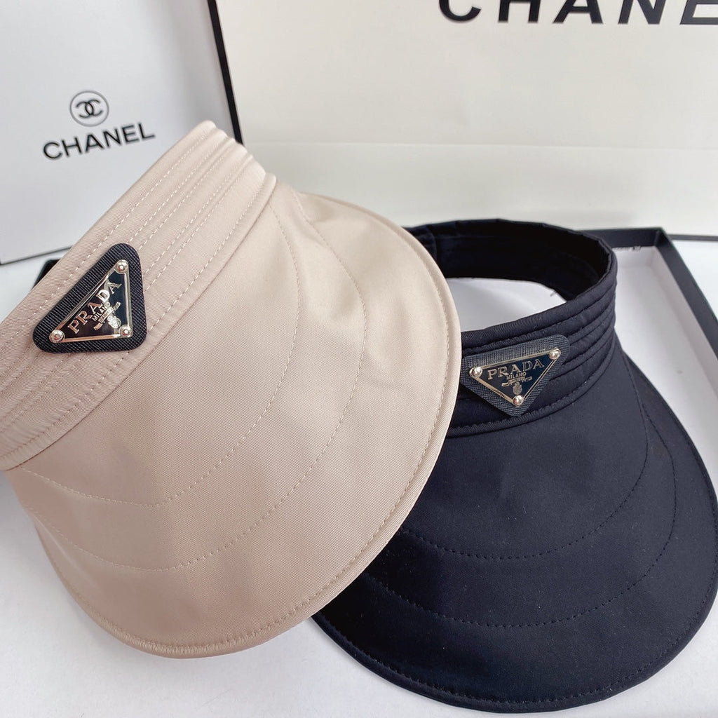 Luxury Prada Sun Visor Triangle Logo Open Top