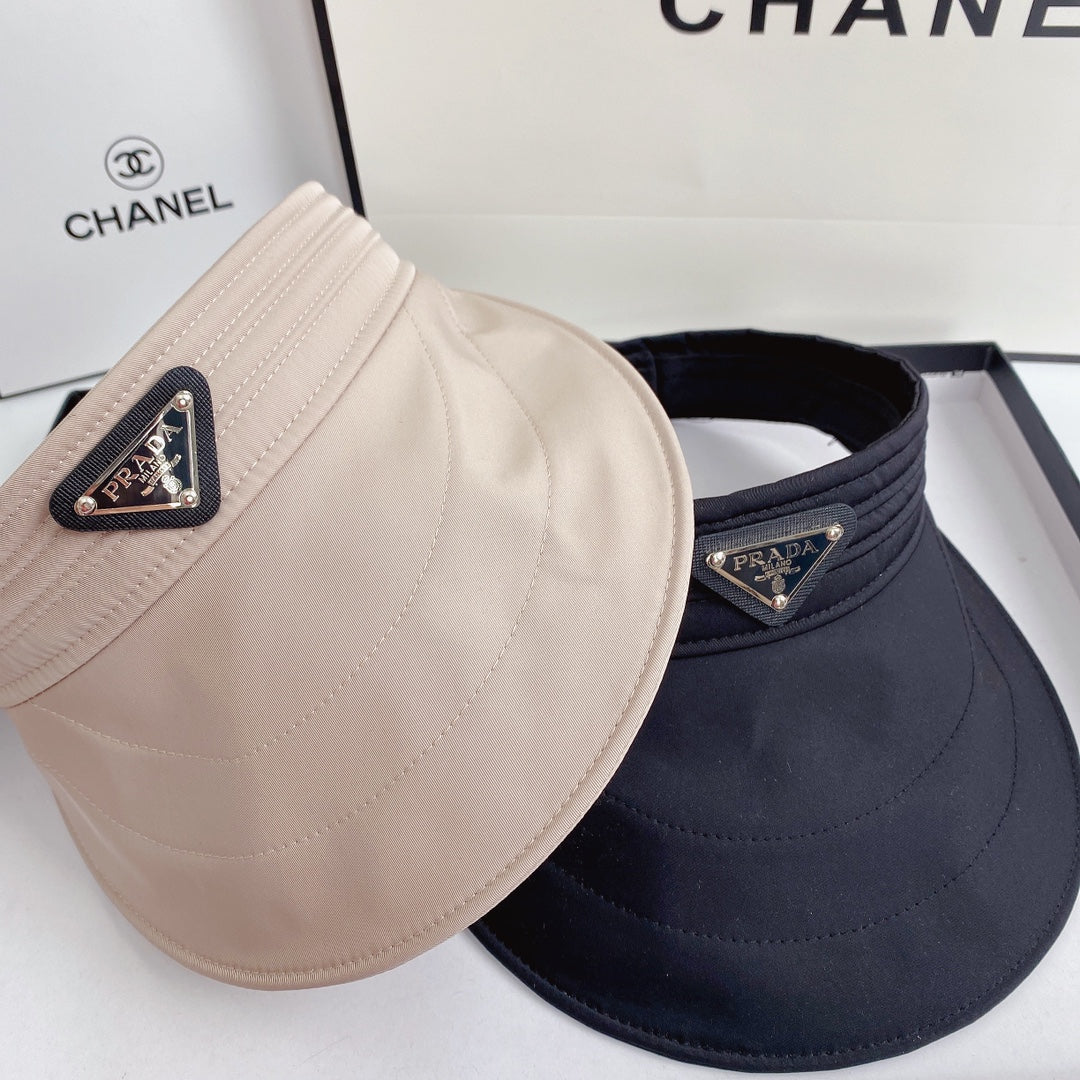 Luxury Prada Sun Visor Triangle Logo Open Top