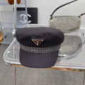 Prada Triangle Logo Cotton Beret | Luxury Designer French Hat