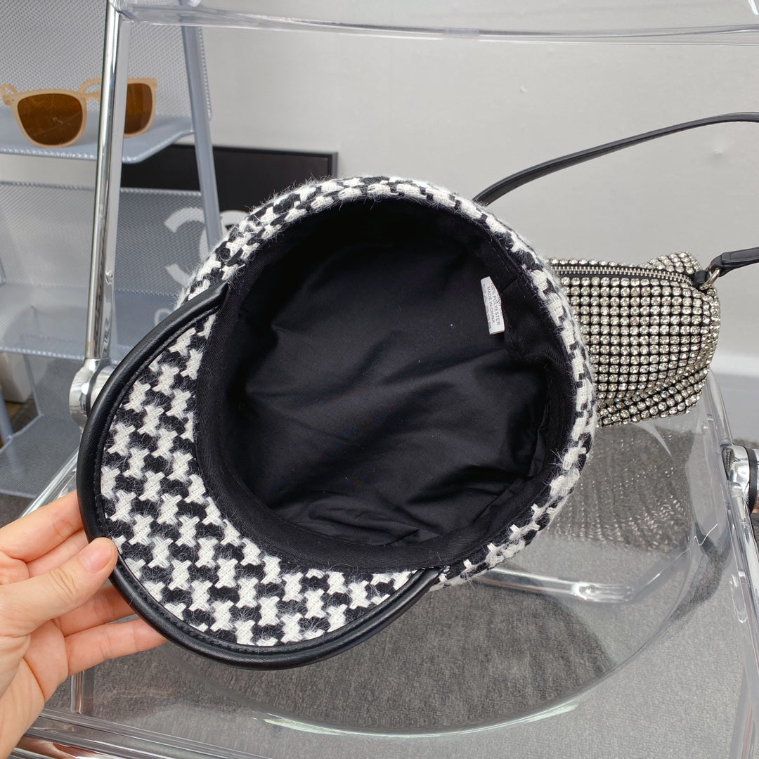 Prada Houndstooth Cotton Bucket Hat | Luxury Designer Checkered Sun Hat