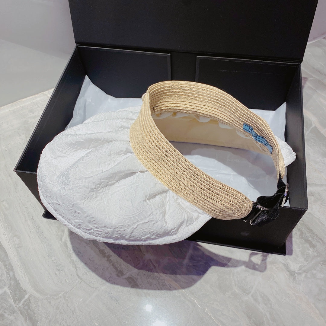 Prada Foldable Crinkled Cotton Sun Visor | Luxury Designer Summer Hat