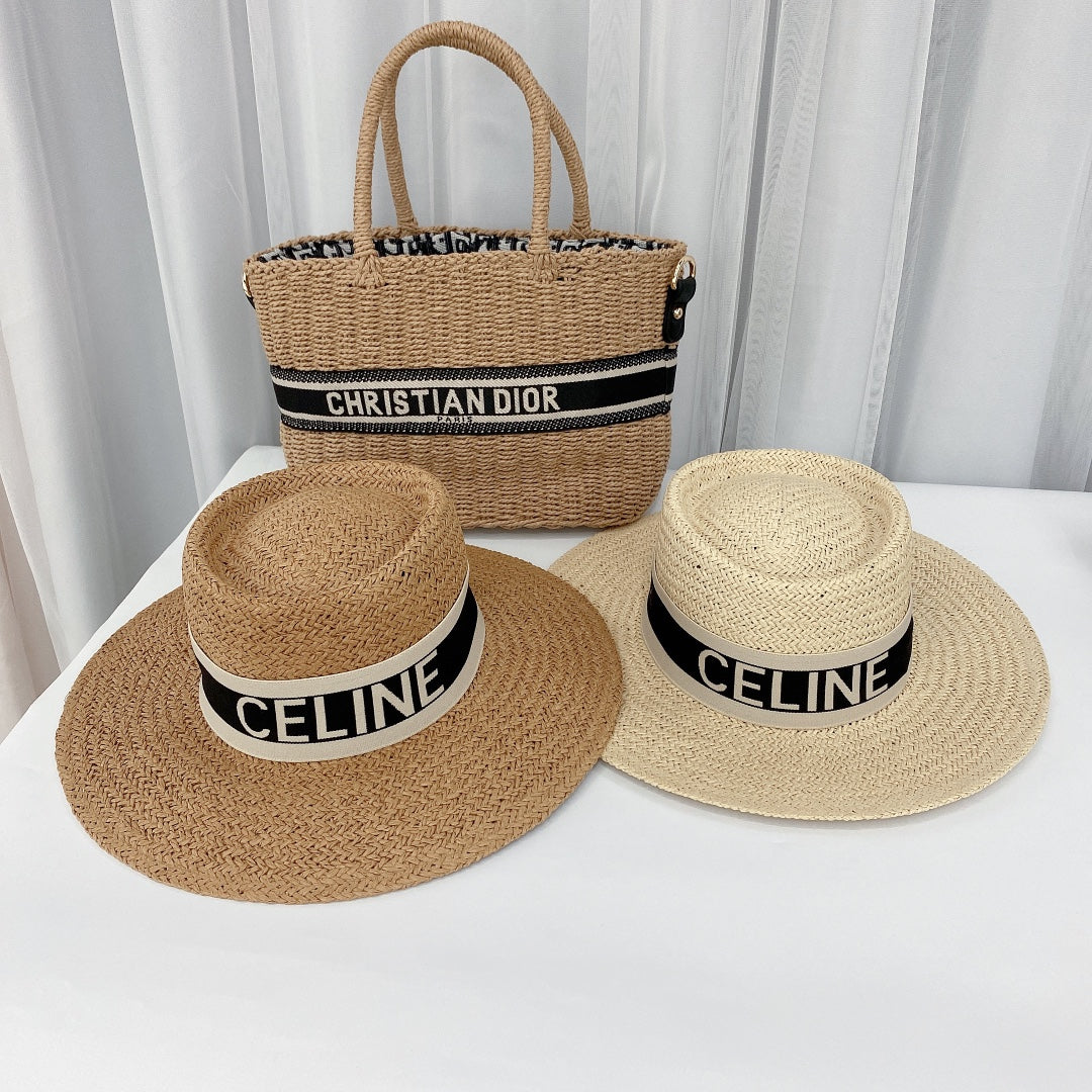 CELINE Raffia Straw Sun Hat | Luxury Designer Wide Brim Summer Hat