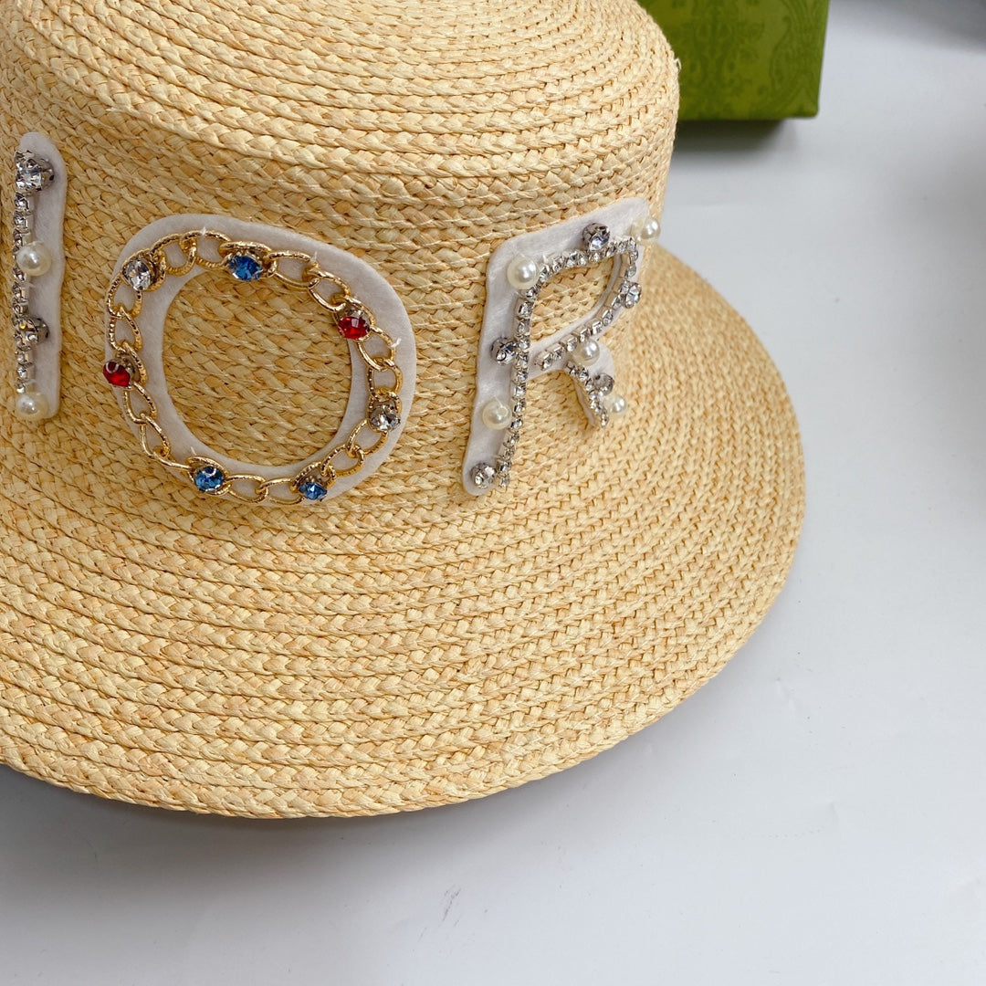 Dior Cannage Raffia Straw Sun Hat for Women | Luxury Designer Beach Hat