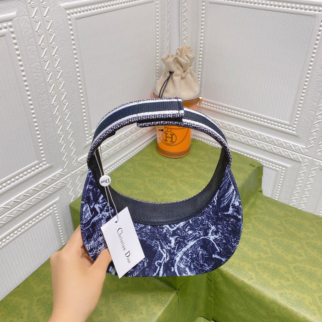 Christian Dior Ribbon Straw Visor Hat