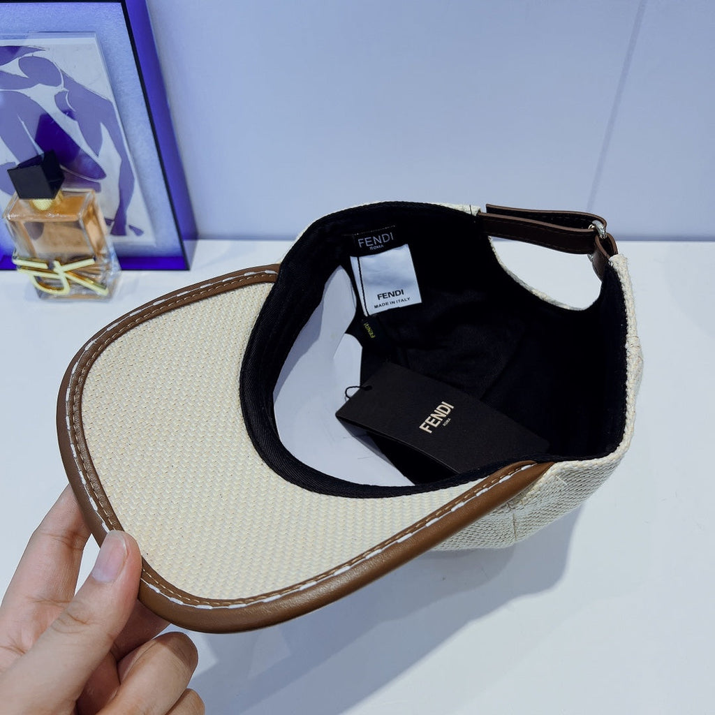 Fendi FF Leather Trim Baseball Cap