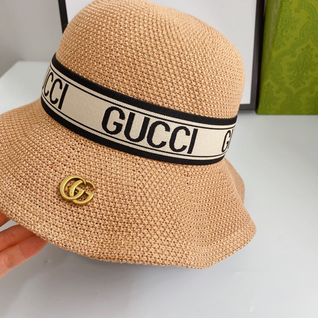Gucci Wave Woven Ice Silk Hemp Bucket Hat for Men & Women | Luxury Designer Hat