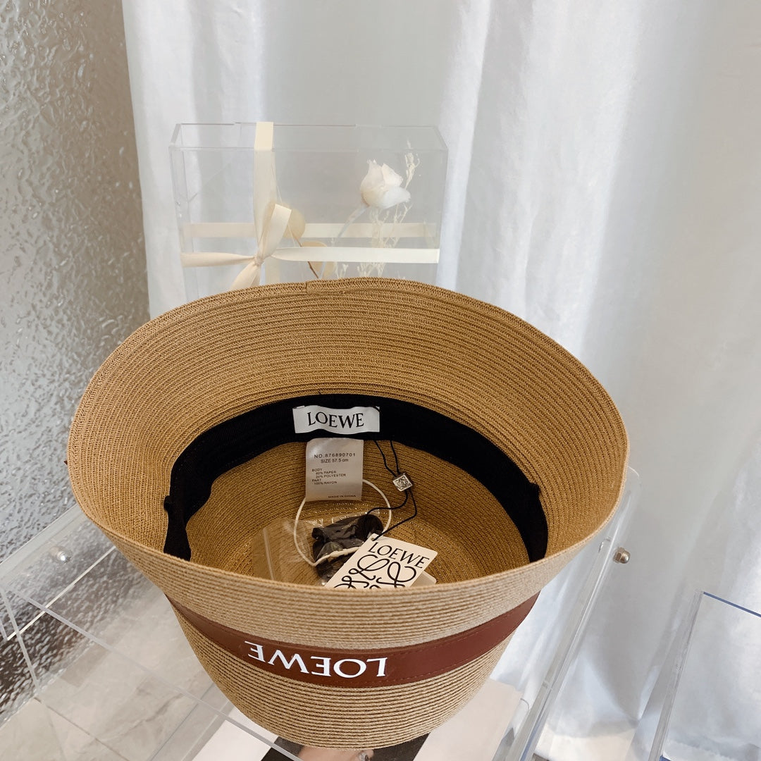 LOEWE Flat Top Raffia Bucket Hat | Luxury Designer Straw Summer Hat