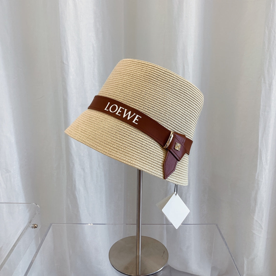 LOEWE Flat Top Raffia Bucket Hat | Luxury Designer Straw Summer Hat