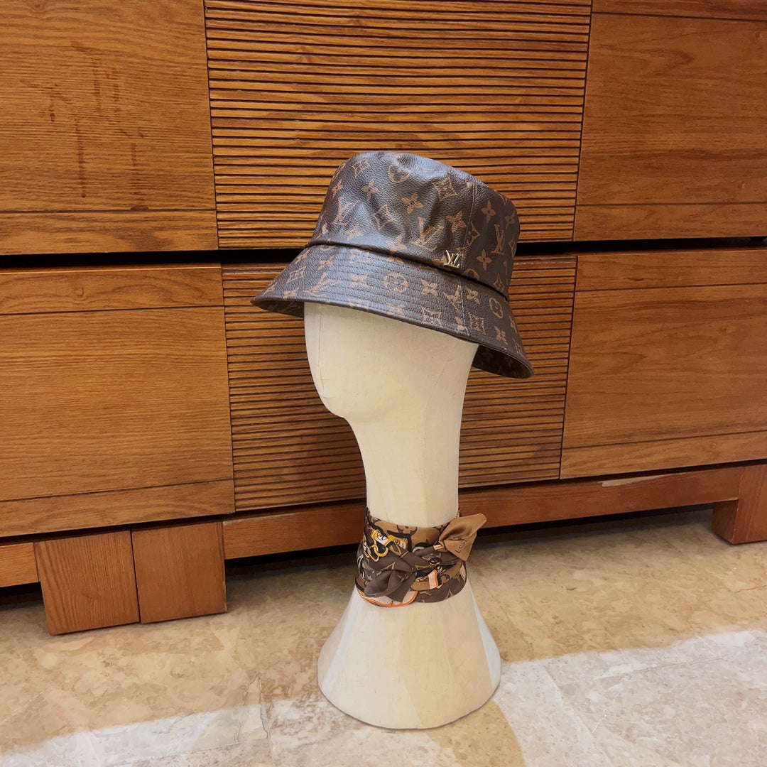 Louis Vuitton Monogram Leather Bucket Hat | Luxury Designer LV Hat