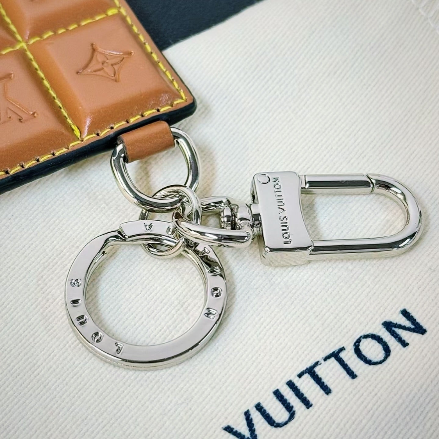 Louis Vuitton Damier Leather Chocolate Keychain | Luxury Designer Bag Charm & Car Key Holder