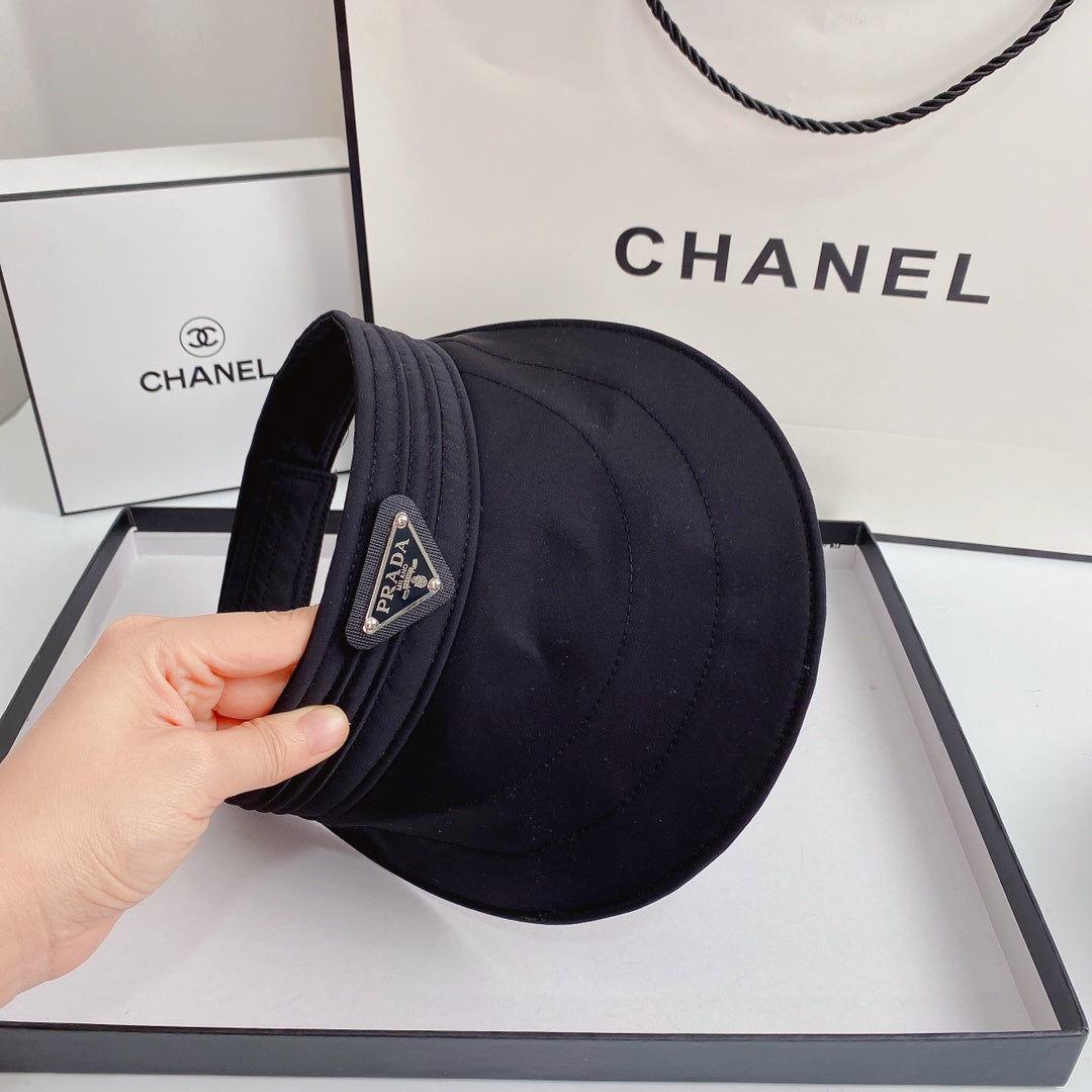 Luxury Prada Sun Visor Triangle Logo Open Top