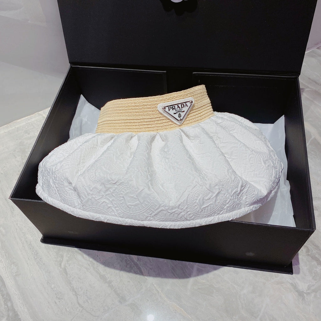 Prada Foldable Crinkled Cotton Sun Visor | Luxury Designer Summer Hat