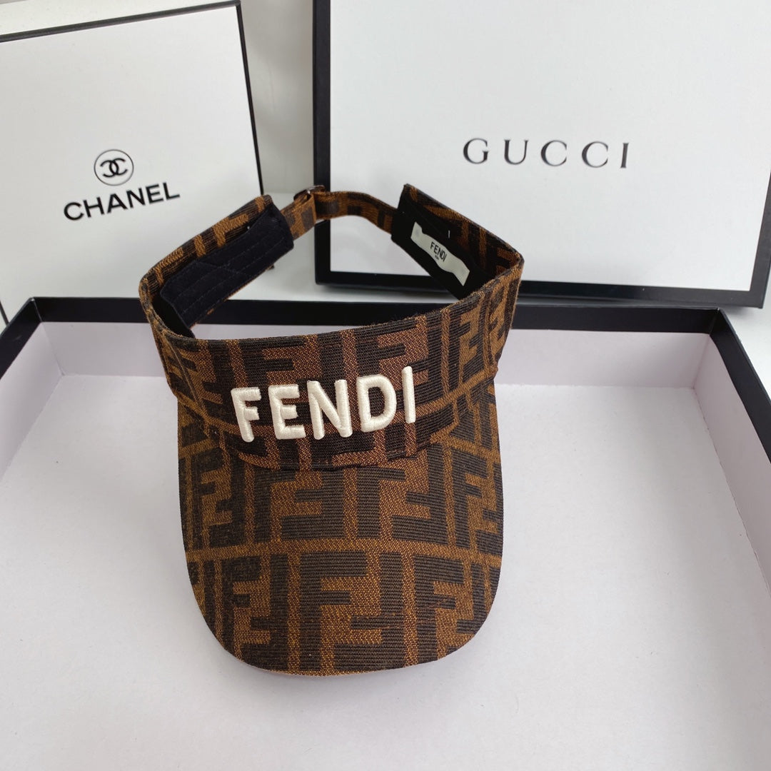 FENDI Logo Embroidered Cotton Sun Visor | Luxury Designer Adjustable Visor Hat