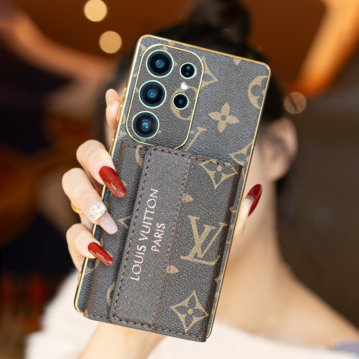 Louis Vuitton Monogram Samsung Galaxy S26 Ultra Leather Wallet Case | Card Holder Wrist Strap Cover