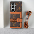 Louis Vuitton Monogram Samsung Galaxy Z Fold 7 Case with Card Holder & Crossbody Strap
