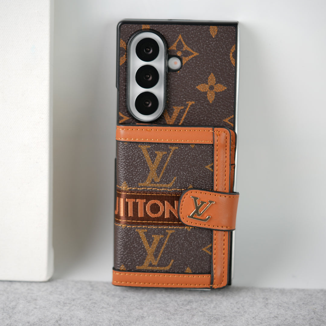 Louis Vuitton Monogram Samsung Galaxy Z Fold 7 Case with Card Holder & Crossbody Strap