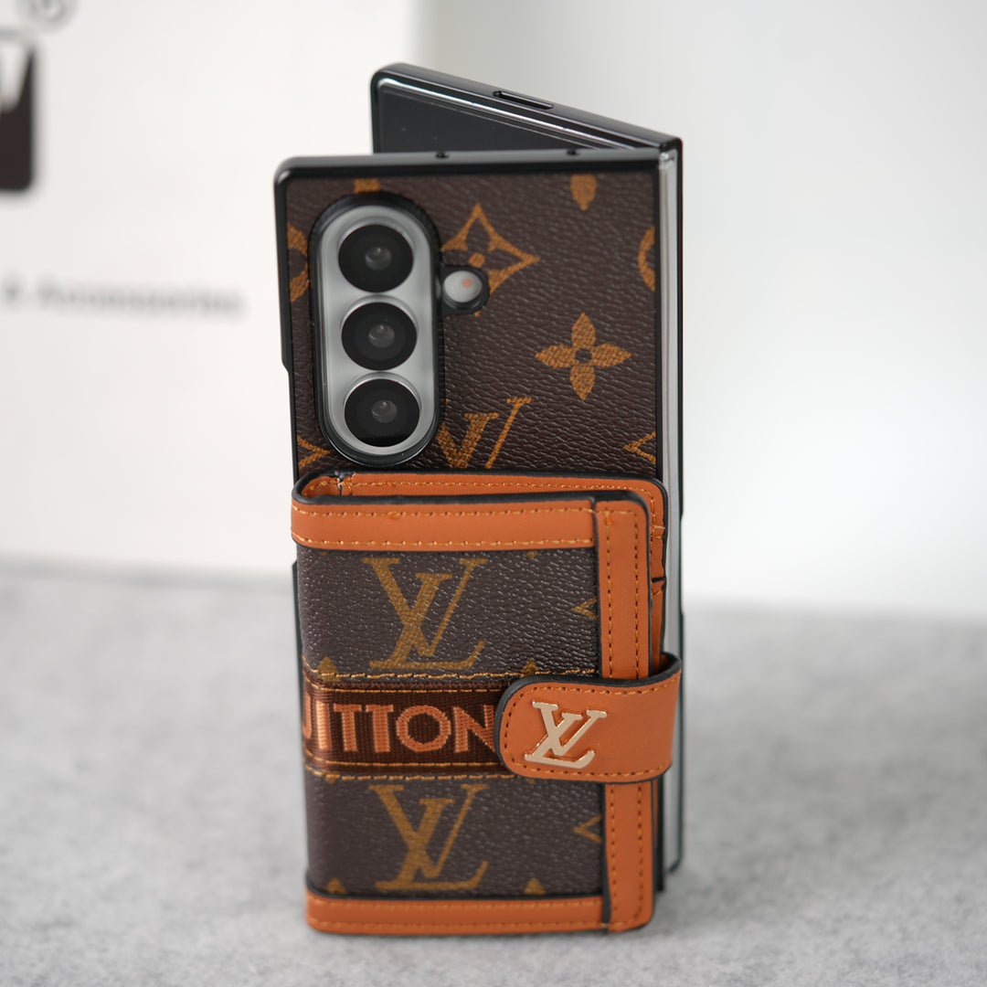 Louis Vuitton Monogram Samsung Galaxy Z Fold 7 Case with Card Holder & Crossbody Strap