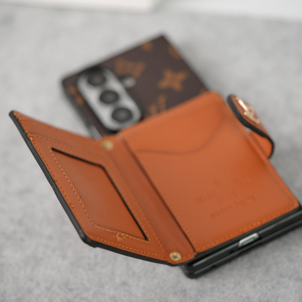 Louis Vuitton Monogram Samsung Galaxy Z Fold 7 Case with Card Holder & Crossbody Strap