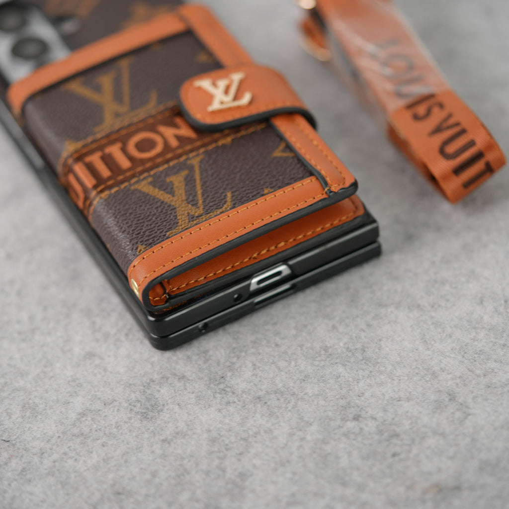 Louis Vuitton Monogram Samsung Galaxy Z Fold 7 Case with Card Holder & Crossbody Strap