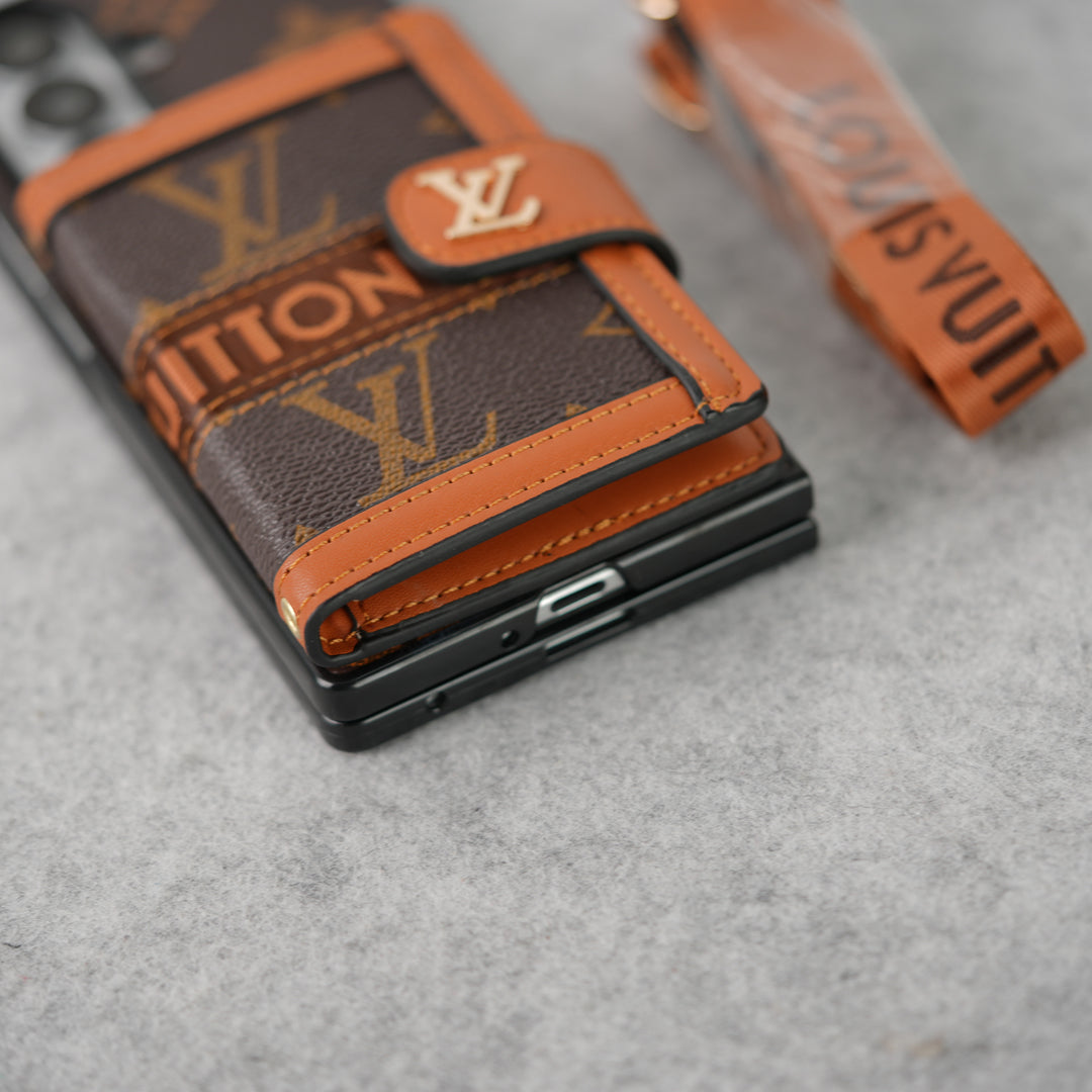 Louis Vuitton Monogram Samsung Galaxy Z Fold 7 Case with Card Holder & Crossbody Strap