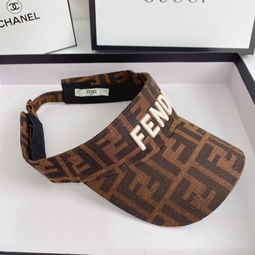 FENDI Logo Embroidered Cotton Sun Visor | Luxury Designer Adjustable Visor Hat